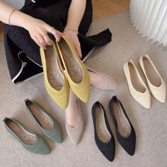 5 pairs Multicolor Pointed Toe Knit Soft Flats