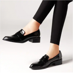 2 pairs Womens Patent Leather Low Heel Loafers