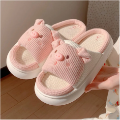 20 pairs Cute Piggy Linen Home Slippers