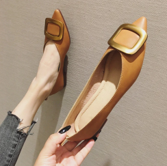 Womens Pointed Toe PU Flat Single Shoes